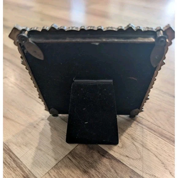 VTG Y2K Jeweled 3x3 Square Picture Frame Pewter Amethyst Lavender Rhinestones - Picture 5 of 16